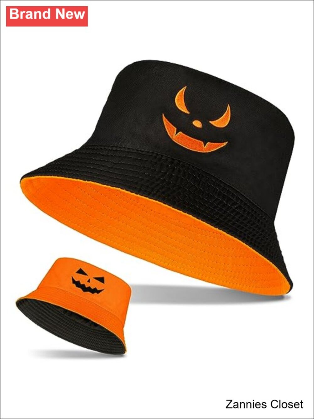 👻 Ramede Unisex Halloween Bucket Hat Reversible Embroidered Pumpkin
